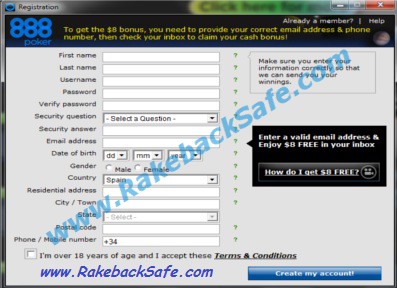 888 Poker Registration
