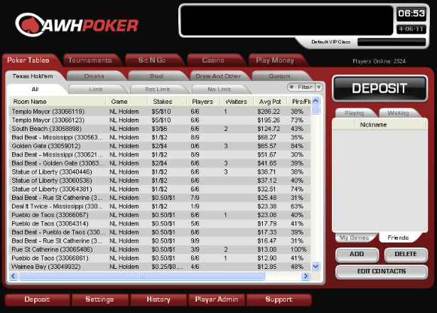  AWH Poker Lobby